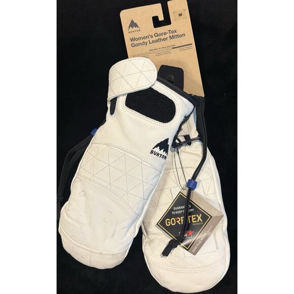 Burton Women's Medium Gore-Tex Gondy Leather Mittens - White New With Tags - Picture 1 of 2